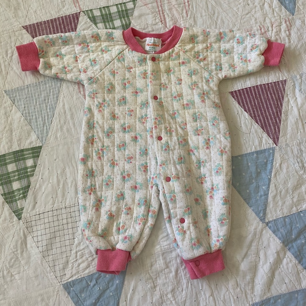 Vintage Baby Girl Quilted Floral Health-Tex Outfit